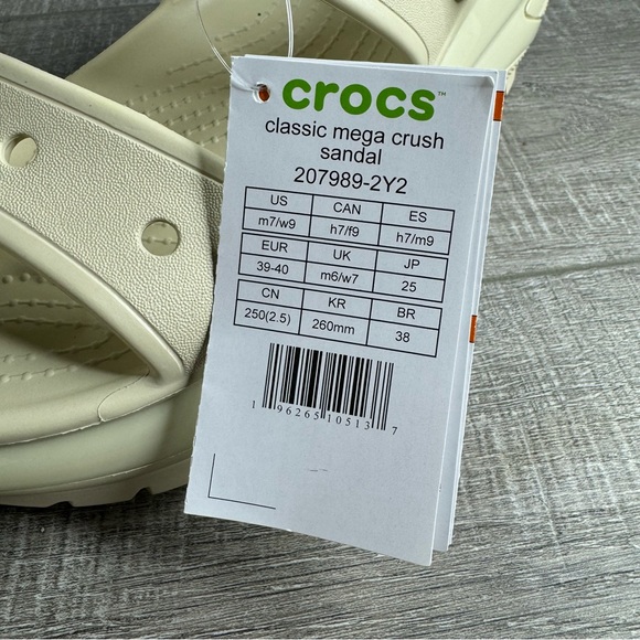 Brand New Crocs Mega Crush Bone Off White Platform chunky Sandals - Size 9 NWT - Picture 7 of 7